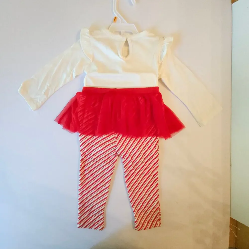 Carter's 12M Christmas Candy Cane Tutu Outfit NEW